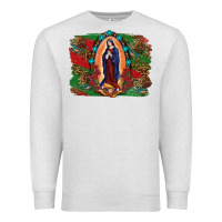 Oatmeal Heather Mexican Flag Lady Of Guadalupe Distressed Backgrou Premium Sweatshirt - RanaPortraitStore
