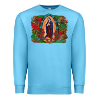 Ocean Blue Mexican Flag Lady Of Guadalupe Distressed Backgrou Premium Sweatshirt - RanaPortraitStore