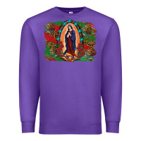 Purple Mexican Flag Lady Of Guadalupe Distressed Backgrou Premium Sweatshirt - RanaPortraitStore