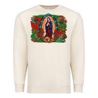 Sandshell Mexican Flag Lady Of Guadalupe Distressed Backgrou Premium Sweatshirt - RanaPortraitStore