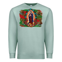 Seafoam Mexican Flag Lady Of Guadalupe Distressed Backgrou Premium Sweatshirt - RanaPortraitStore