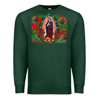 Sports Green Mexican Flag Lady Of Guadalupe Distressed Backgrou Premium Sweatshirt - RanaPortraitStore