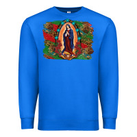 True Royal Mexican Flag Lady Of Guadalupe Distressed Backgrou Premium Sweatshirt - RanaPortraitStore