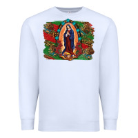 White Mexican Flag Lady Of Guadalupe Distressed Backgrou Premium Sweatshirt - RanaPortraitStore