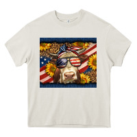 Cream Western 4th Of July Cow Heavy Core Tee - LillyAllenDesigns