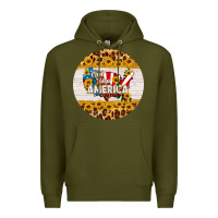 Army Green god bless america round coaster Premium Hoodie - HRA Design Shop