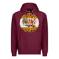 Burgundy god bless america round coaster Premium Hoodie - HRA Design Shop