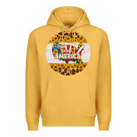Mustard god bless america round coaster Premium Hoodie - HRA Design Shop