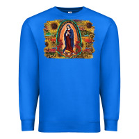 True Royal Sunflower Lady Of Guadalupe Distressed Background Premium Sweatshirt - RanaPortraitStore