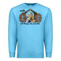 Ocean Blue With God All Things Are Possible Premium Sweatshirt - RanaPortraitStore