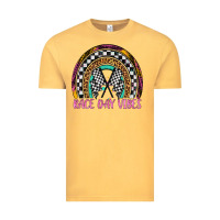 Vintage Mustard race day vibes rainbow Vintage Tee - Artiststas