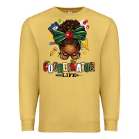 Antique Gold educational coordinator life afro messy bun Premium Sweatshirt - texasbilliewilder