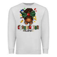 Dove Grey educational coordinator life afro messy bun Premium Sweatshirt - texasbilliewilder