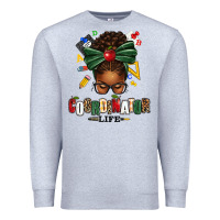 Heather Grey educational coordinator life afro messy bun Premium Sweatshirt - texasbilliewilder