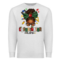 Oatmeal Heather educational coordinator life afro messy bun Premium Sweatshirt - texasbilliewilder