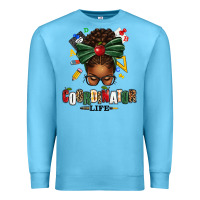Ocean Blue educational coordinator life afro messy bun Premium Sweatshirt - texasbilliewilder