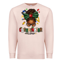 Pale Pink educational coordinator life afro messy bun Premium Sweatshirt - texasbilliewilder
