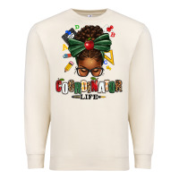 Sandshell educational coordinator life afro messy bun Premium Sweatshirt - texasbilliewilder