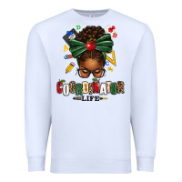White educational coordinator life afro messy bun Premium Sweatshirt - texasbilliewilder
