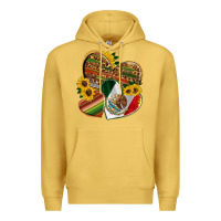 Antique Gold mexico heart and sunflower Premium Hoodie - HRA Design Shop