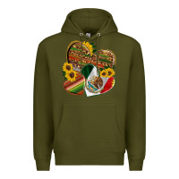 Army Green mexico heart and sunflower Premium Hoodie - HRA Design Shop