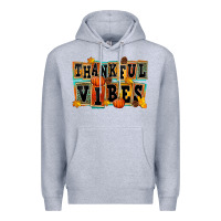 Heather Grey thankful vibes Premium Hoodie - FaDigitalArtStudio
