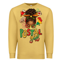 Antique Gold juneteenth afro messy bun postal girl Premium Sweatshirt - texasbilliewilder