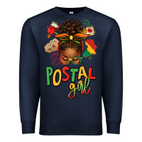Navy juneteenth afro messy bun postal girl Premium Sweatshirt - texasbilliewilder