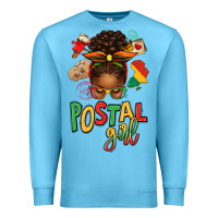 Ocean Blue juneteenth afro messy bun postal girl Premium Sweatshirt - texasbilliewilder