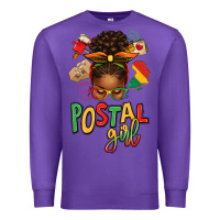 Purple juneteenth afro messy bun postal girl Premium Sweatshirt - texasbilliewilder
