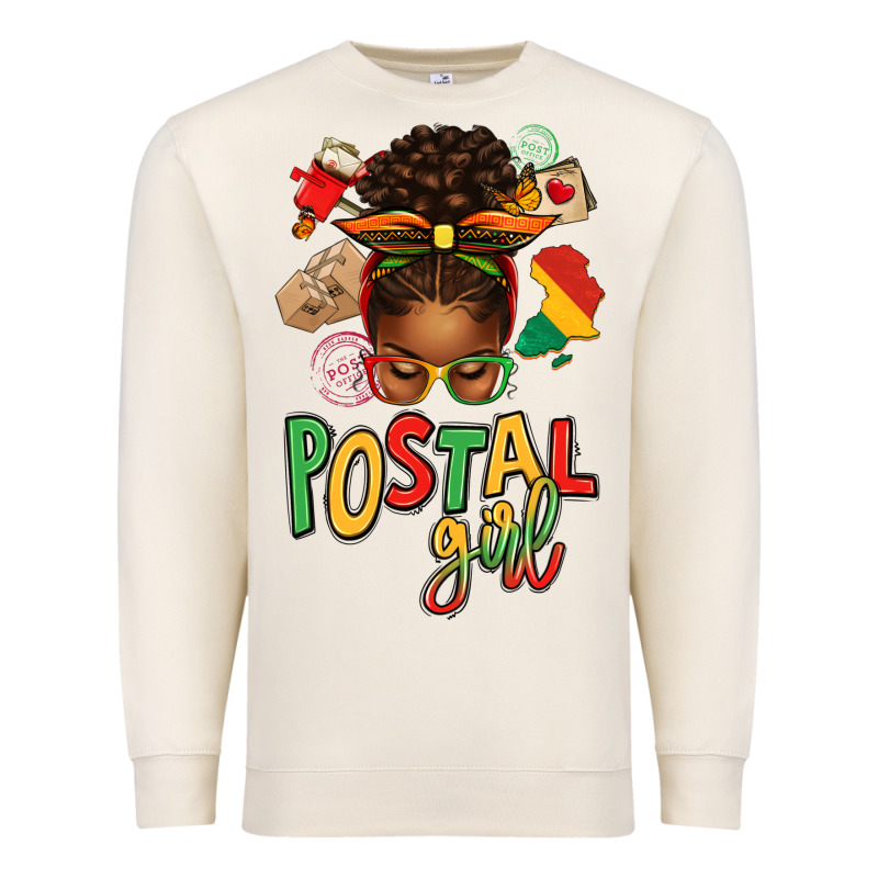 Juneteenth Afro Messy Bun Postal Girl Premium Sweatshirt by texasbilliewilder | Teevron