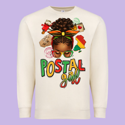 Juneteenth Afro Messy Bun Postal Girl Premium Sweatshirt Designed By Texasbilliewilder