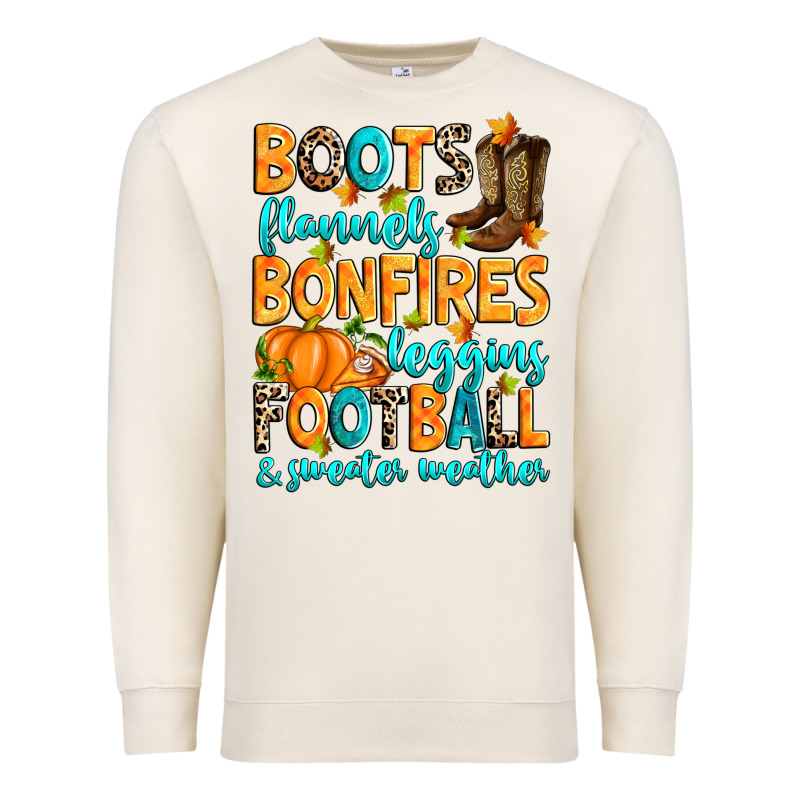 Boots Flannels Bonfires Leggins American Football Premium Sweatshirt by RanaPortraitStore | Teevron