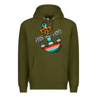 Army Green anchored Premium Hoodie - CowhideDigitalArt