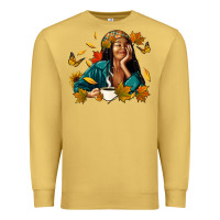 Antique Gold Fall afro woman with coffee Premium Sweatshirt - RanaPortraitStore
