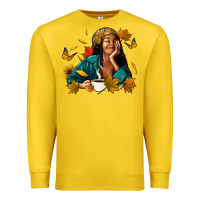 Lemon Fall afro woman with coffee Premium Sweatshirt - RanaPortraitStore