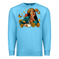 Ocean Blue Fall afro woman with coffee Premium Sweatshirt - RanaPortraitStore