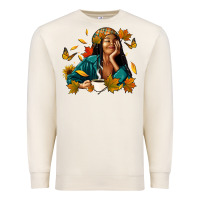 Sandshell Fall afro woman with coffee Premium Sweatshirt - RanaPortraitStore