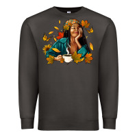Smoke Fall afro woman with coffee Premium Sweatshirt - RanaPortraitStore