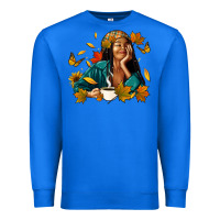 True Royal Fall afro woman with coffee Premium Sweatshirt - RanaPortraitStore