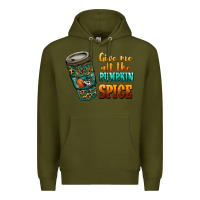 Army Green watercolor give me all the pumpkin spice Premium Hoodie - RanaPortraitStore