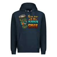 Navy watercolor give me all the pumpkin spice Premium Hoodie - RanaPortraitStore