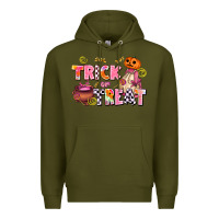 Army Green trıck or treat Premium Hoodie - AdoDesignShop