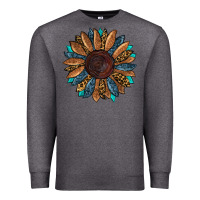 Charcoal Heather Fall Tooled Leather Sunflower Premium Sweatshirt - RanaPortraitStore