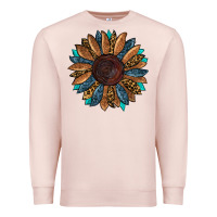 Pale Pink Fall Tooled Leather Sunflower Premium Sweatshirt - RanaPortraitStore
