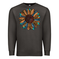 Smoke Fall Tooled Leather Sunflower Premium Sweatshirt - RanaPortraitStore
