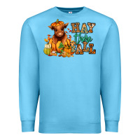Ocean Blue Hay there Fall pumpkin heifer Premium Sweatshirt - RanaPortraitStore