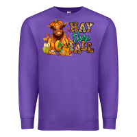 Purple Hay there Fall pumpkin heifer Premium Sweatshirt - RanaPortraitStore