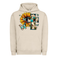 Pigment French Oak cross with sunflower Urban Hoodie - JahusDesignShop