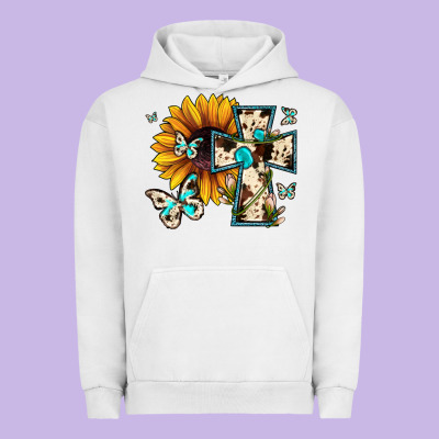 Cross With Sunflower Urban Hoodie Designed By Jahusdesignshop